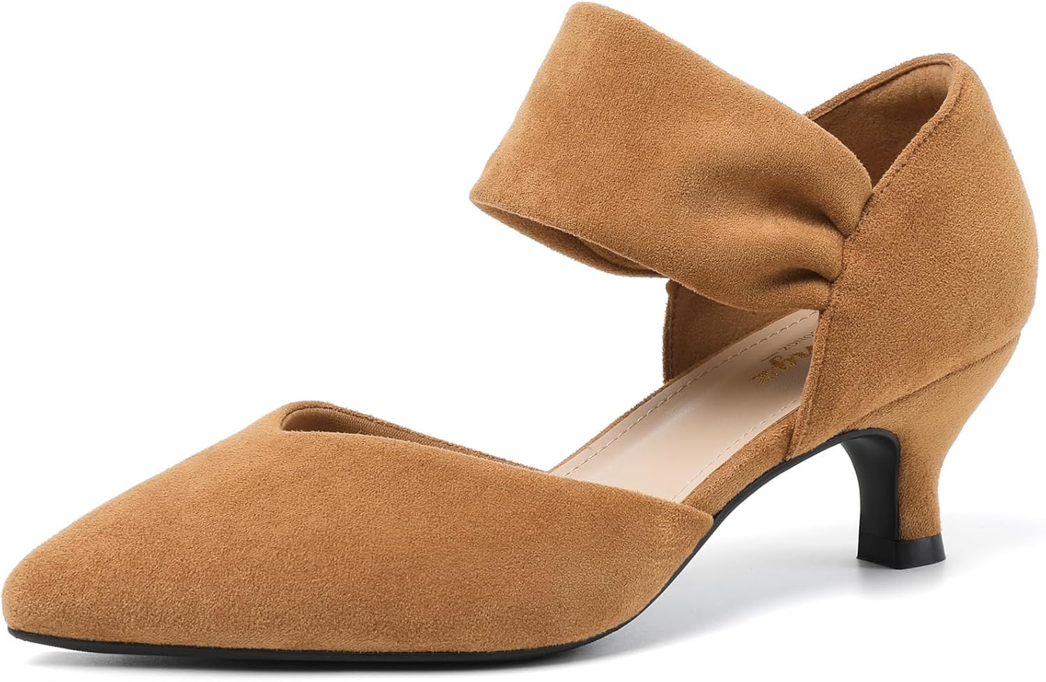 RIBONGZ Kitten Heels for Women Closed Toe Comfortable Low Heels