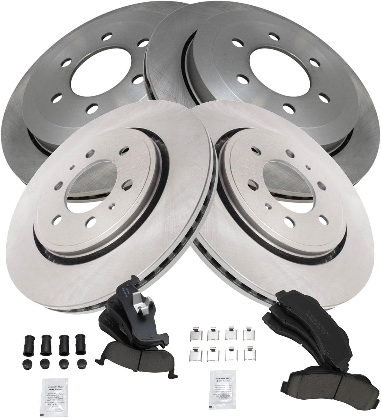 TRQ Front & Rear Brake Pad & Rotor Kit for Ford Expedition