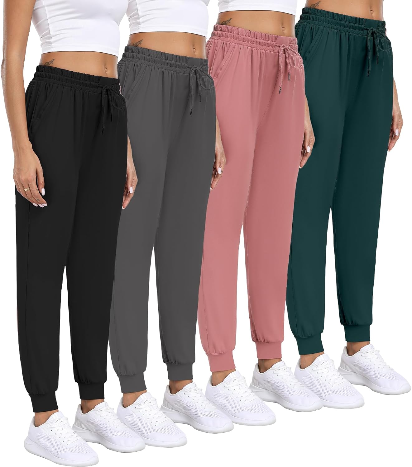 Women Joggers with Pockets for Comfort and Style in 4 Pack