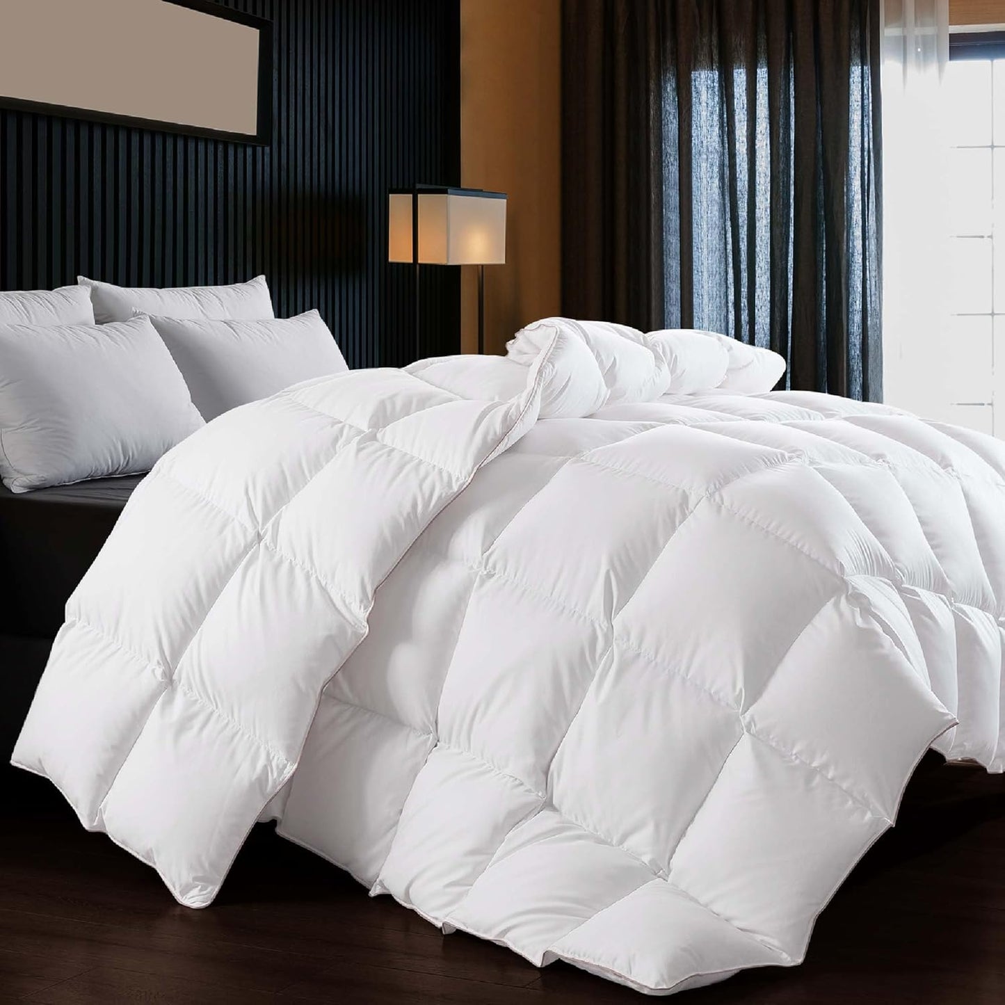 Puffy White Duck Feather Comforter Queen Size for All Seasons