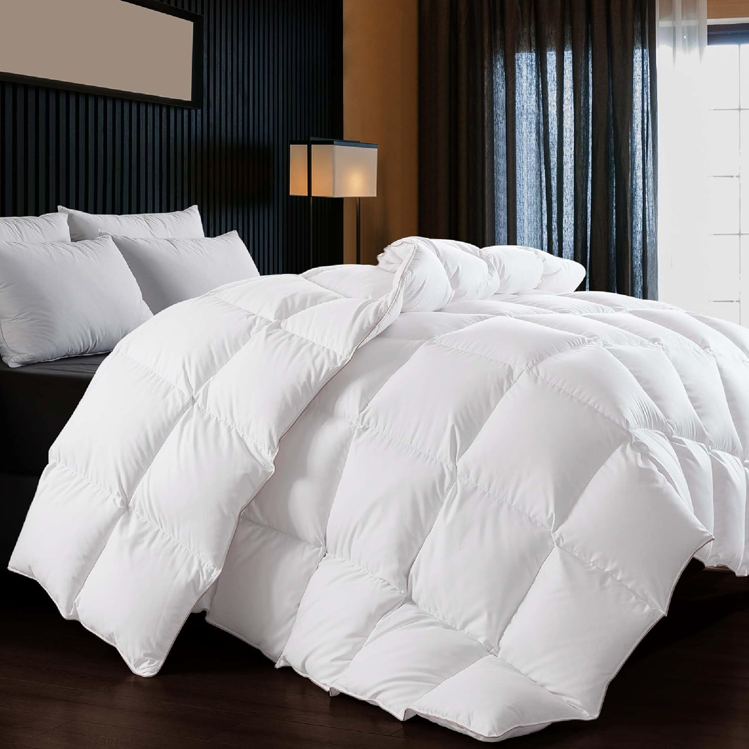 Puffy White Duck Feather Comforter Queen Size for All Seasons