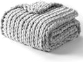 Chunky Throw Blanket Hand Knitted Chenille - Cozy Heavy Throw