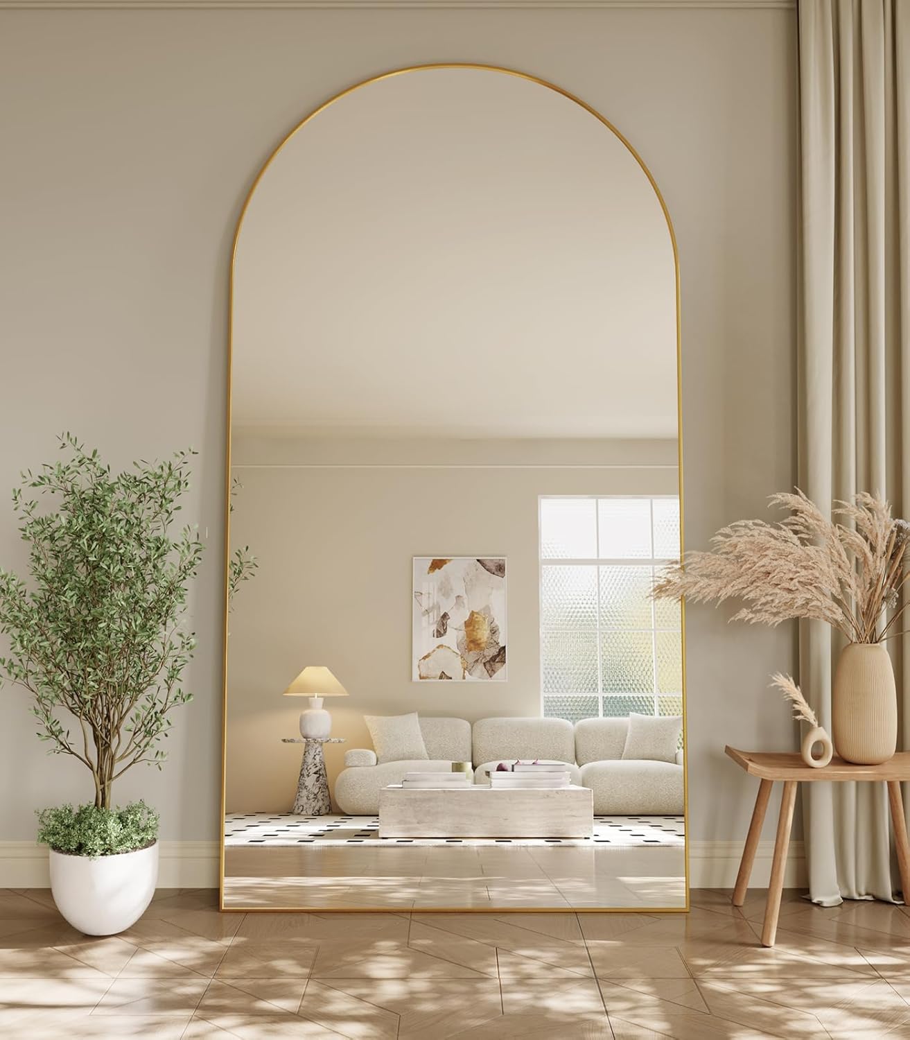 Oversized Full Body Mirror 35x78 inch Arched Design for Any Room