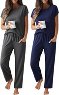 Pajamas for Women 2-Pack Cap Sleeve Top and Pants Set - Soft Sleepwear