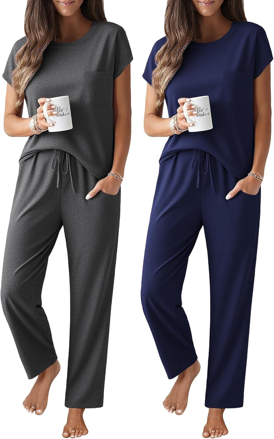 Ekouaer Pajamas for Women Set Soft Sleepwear with Pockets