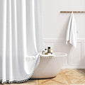 Boho Long Shower Curtain 72x78 in Linen Blend - Thick Tassel Farmhouse