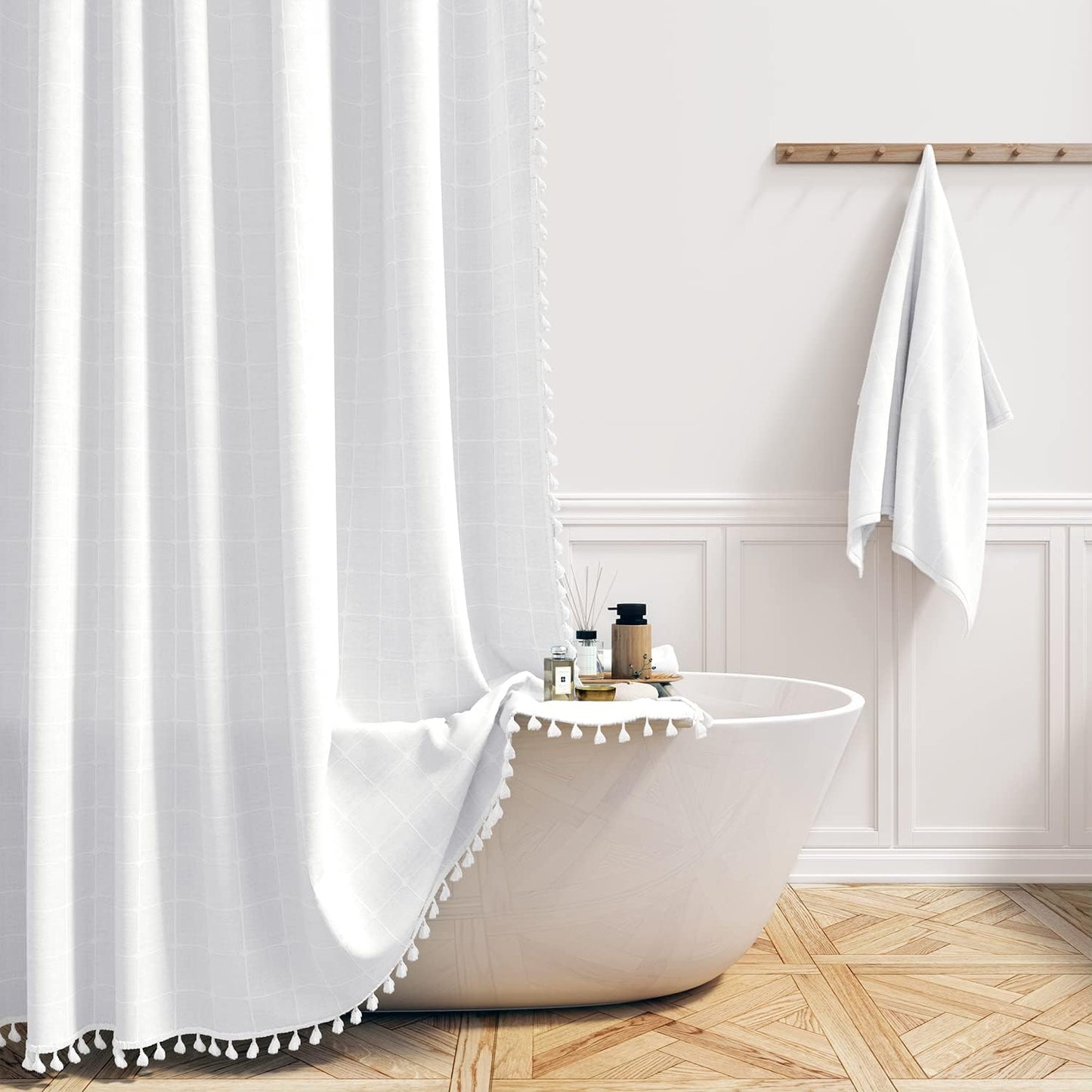 Boho Long Shower Curtain Set - 72x78 Inch Thick Fabric