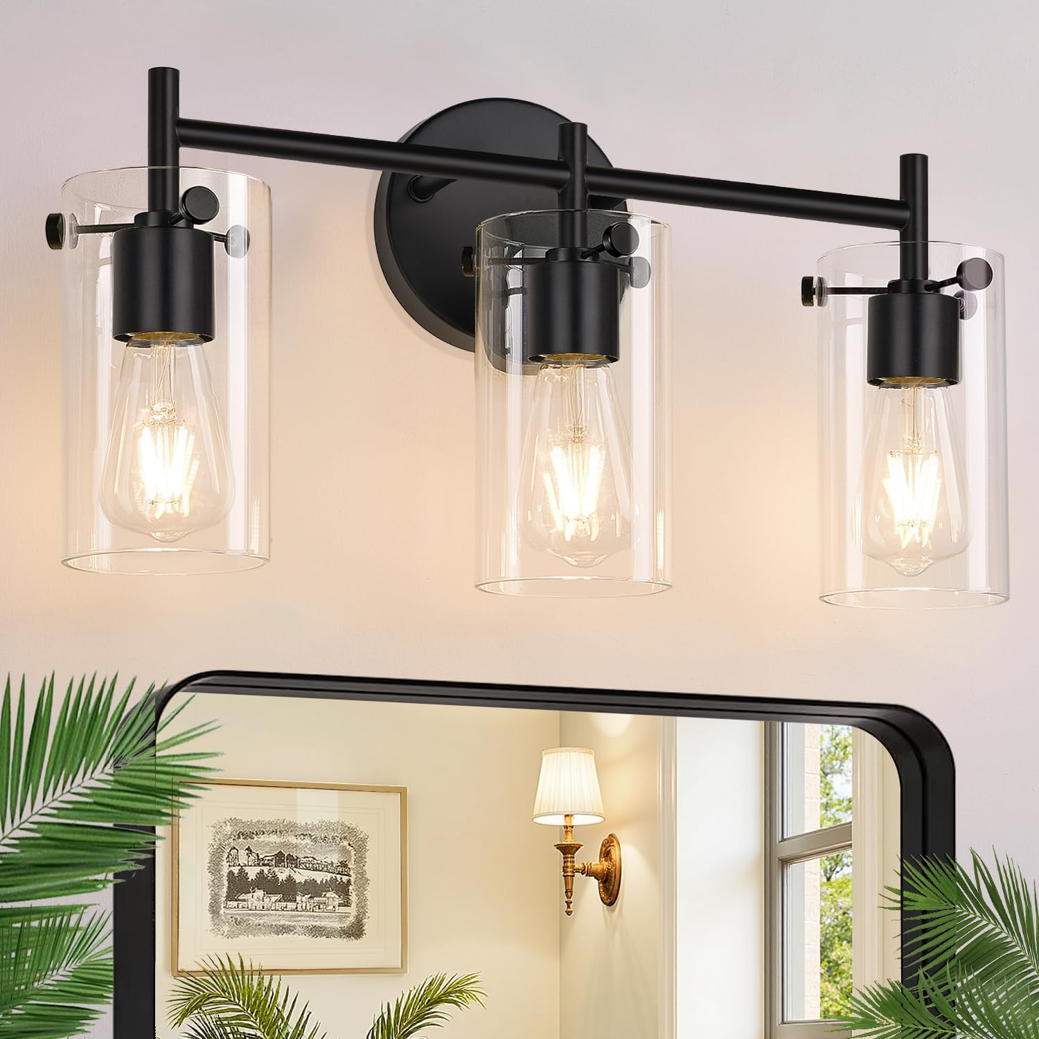 3-Light Matte Black Bathroom Light Fixtures for Modern Homes