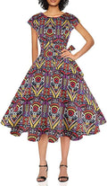 1950 Boatneck Cap Sleeve Vintage Swing Cocktail Dress for Women