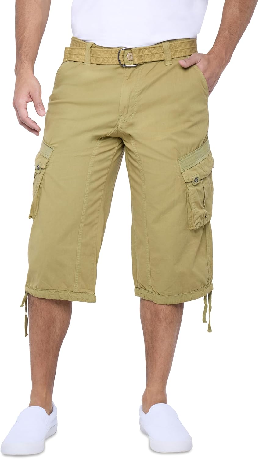X RAY Men's Belted Long Cargo Shorts for Comfort and Style