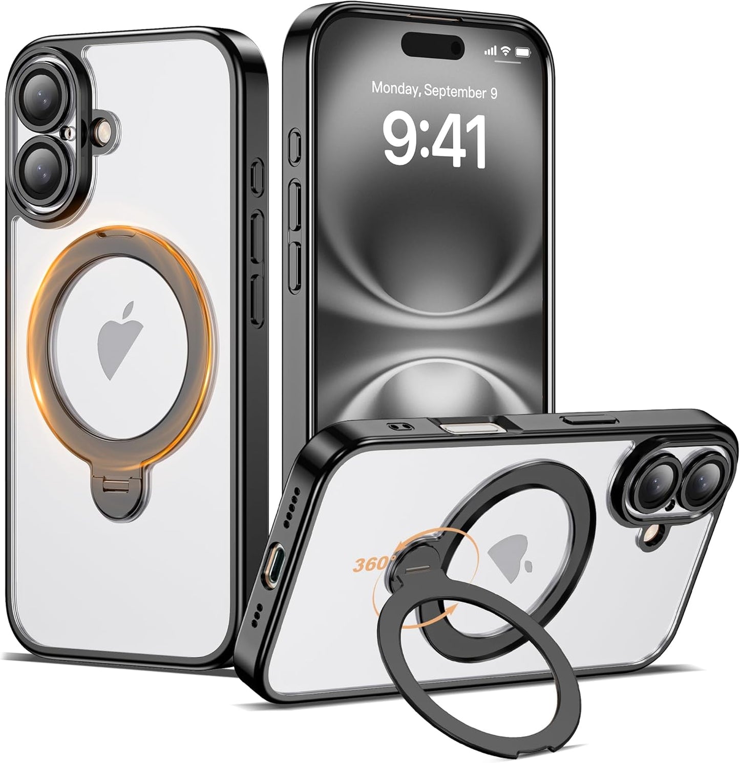 Compatible with iPhone 16 Case with 360 Spin Magnetic Ring Stand