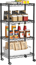 Small 4 Tier Wire Shelving Unit 12D x 18W x 44.8H - Narrow Mobile