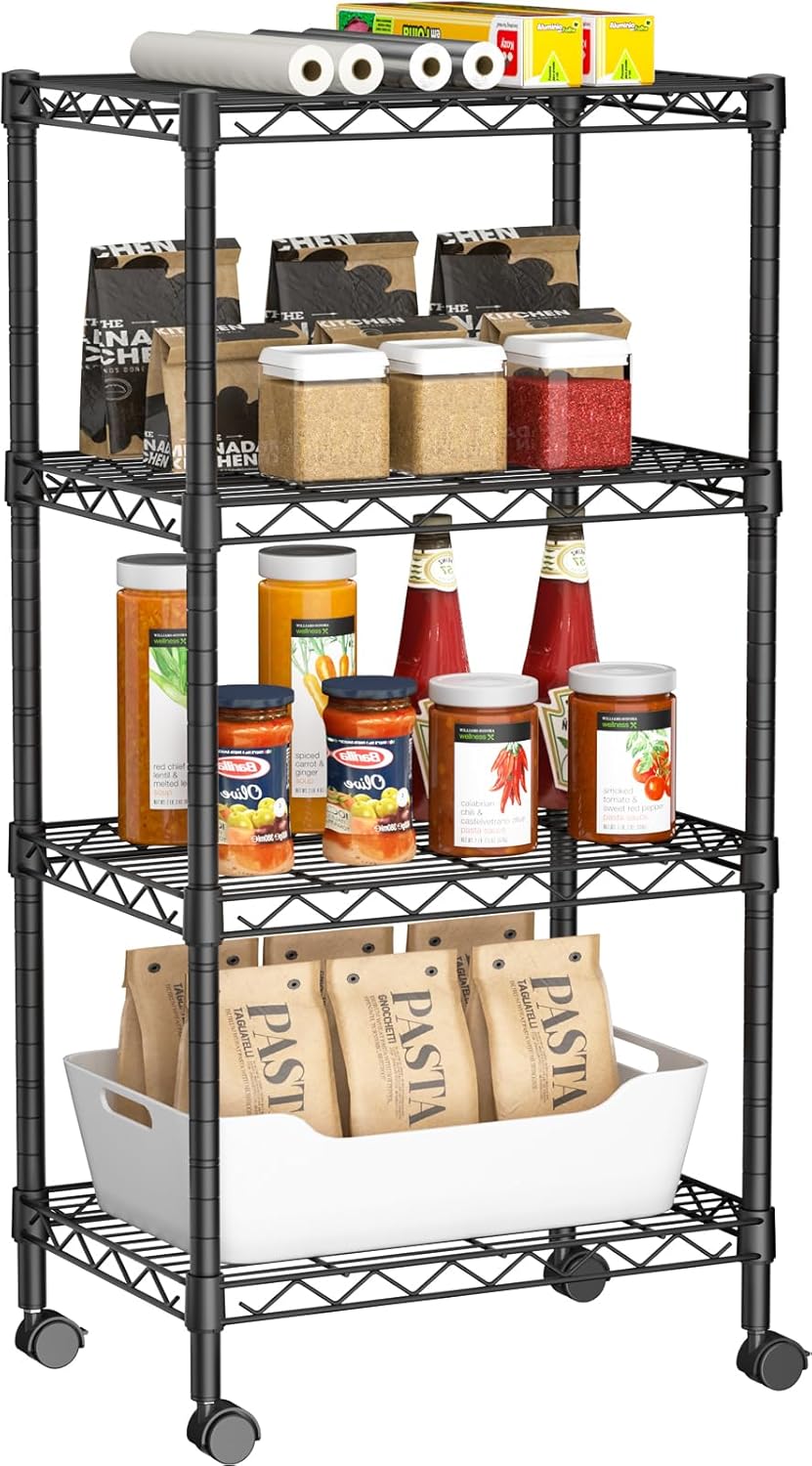 Small 4 Tier Shelves Storage Wire Shelving Unit for Home Use