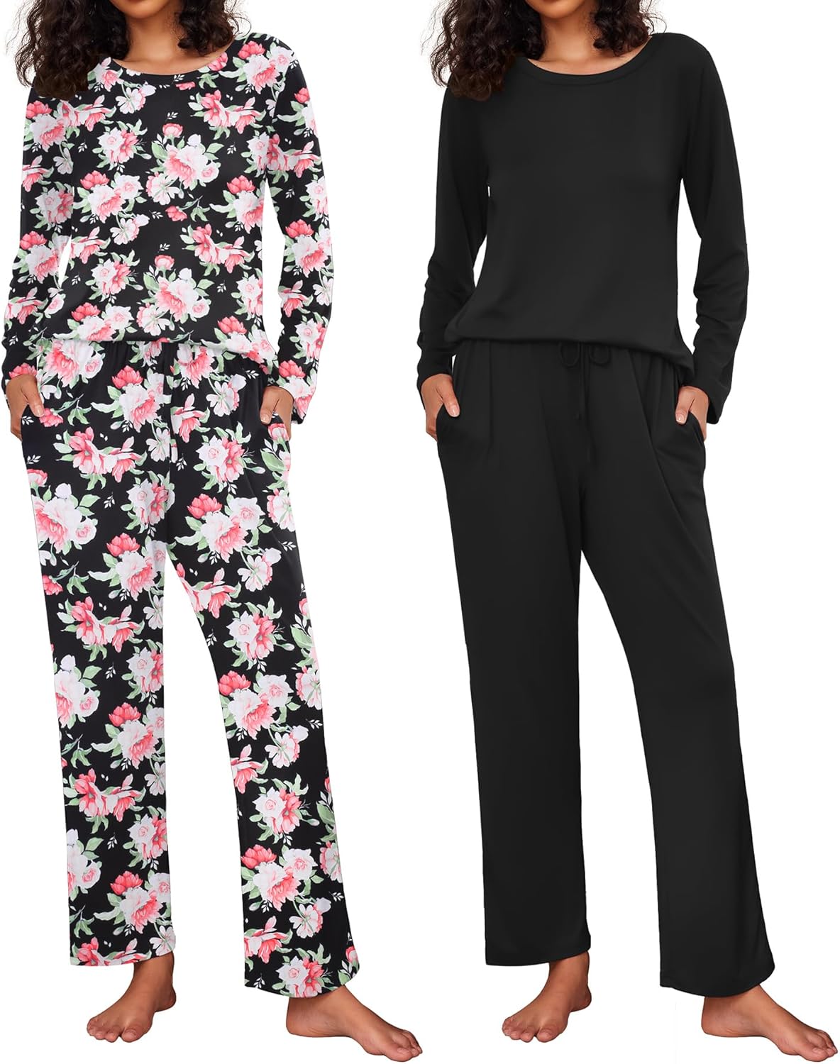 Ekouaer Women's Pajama Set Soft Long Sleeve Sleepwear Loungewear