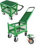 Garden cart with seat and Wheels - Lockable 360 Swivel Wheels & Foam