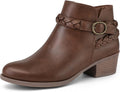mysoft Women's Ankle Boots Low Chunky Heel Round Toe Wide Width strap