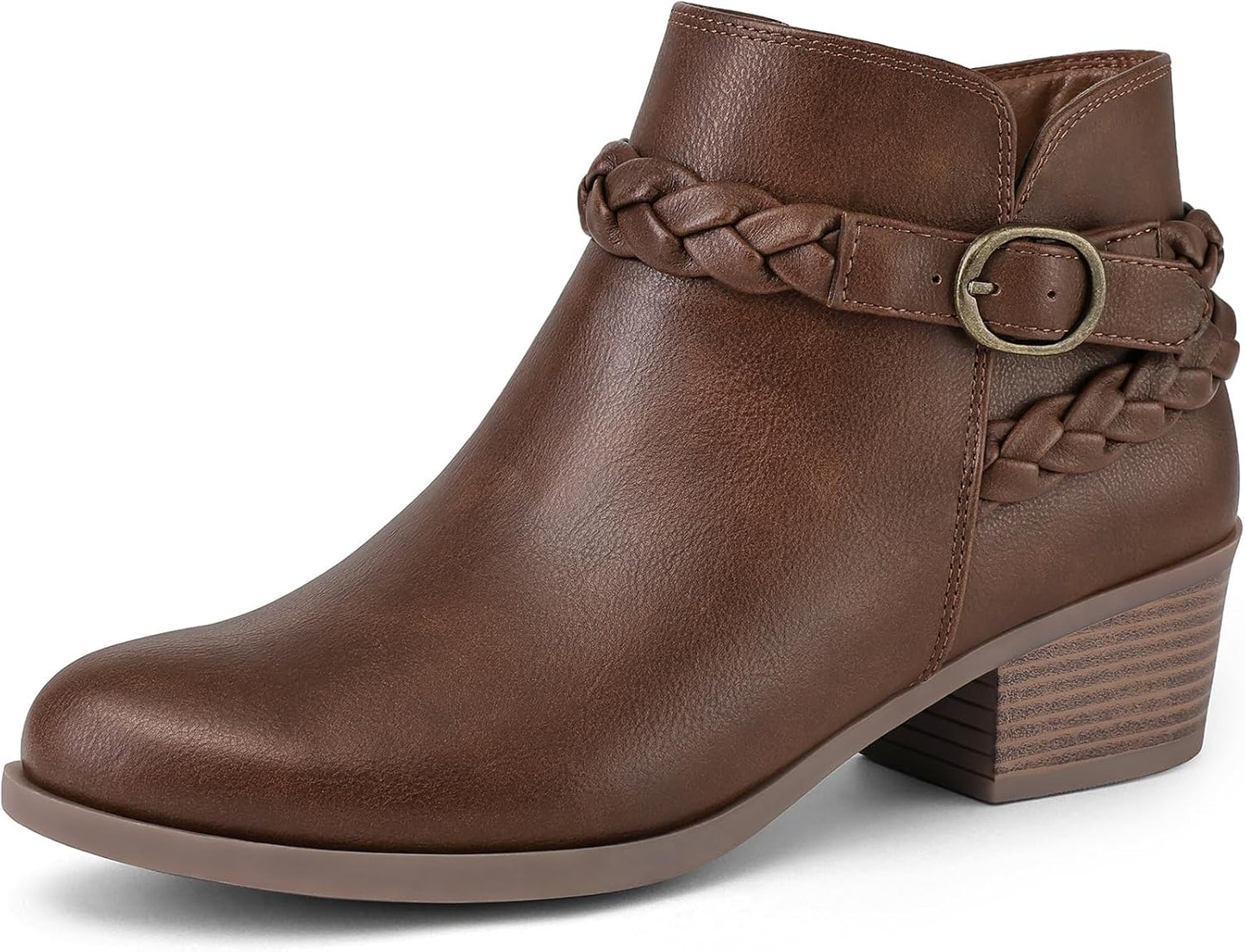 Stylish Women's Ankle Boots with Low Chunky Heel and Zipper