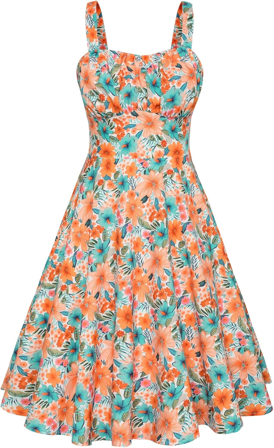 Belle Poque Women's Vintage Sleeveless Floral A-Line Midi Dress