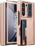 Galaxy Z Fold 5 Case with Card Holder & Hinge Protection - Rose Gold