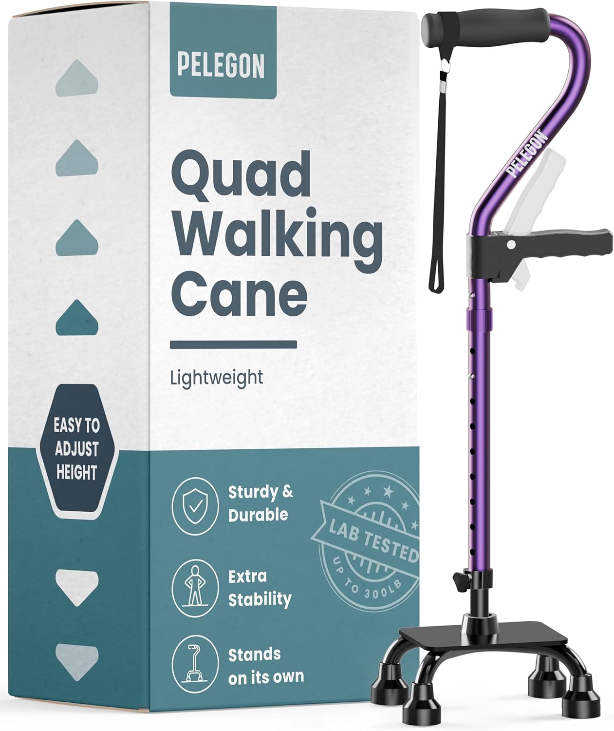 Quad Cane with Large 4 Pronged Base for Extra Stability
