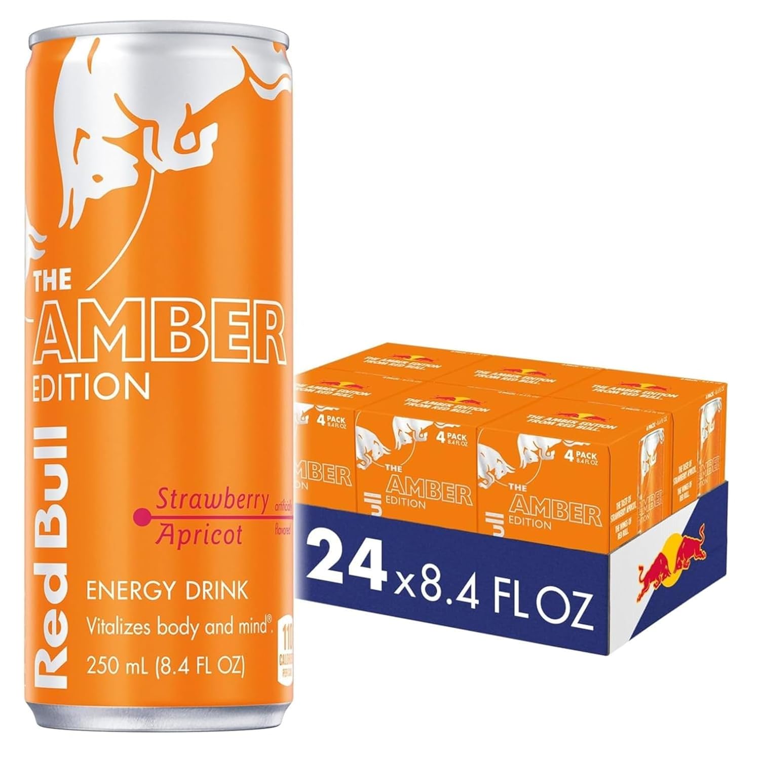Red Bull Amber Edition Energy Drink with Strawberry Apricot Flavor