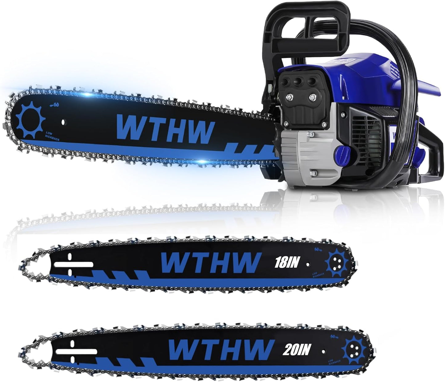 58cc Gas Powered Chainsaw with Quick-Switch Bars for Versatility