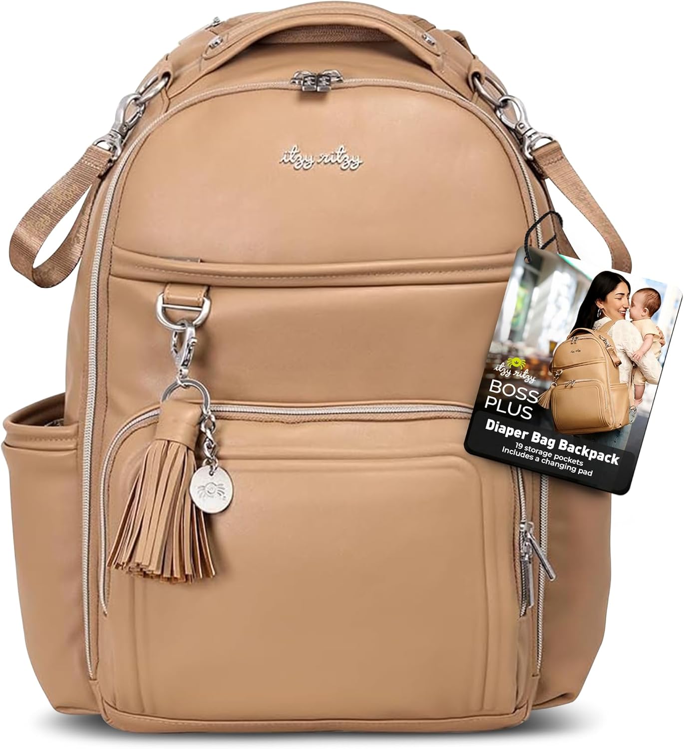 Itzy Ritzy Boss Plus Baby Backpack Diaper Bag in Chai Color