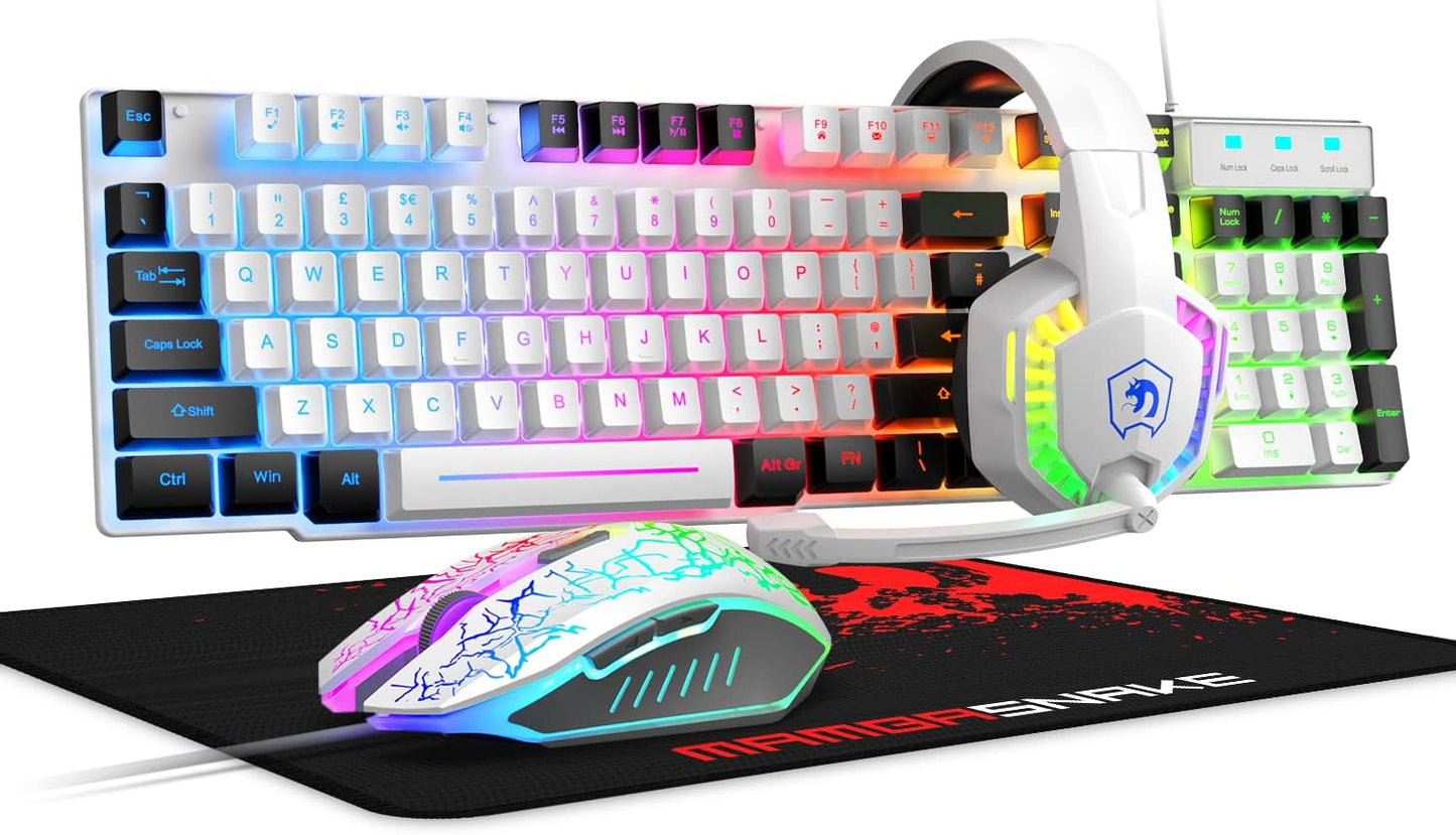 Wired Rainbow LED Backlit Keyboard and Mouse Gaming Set