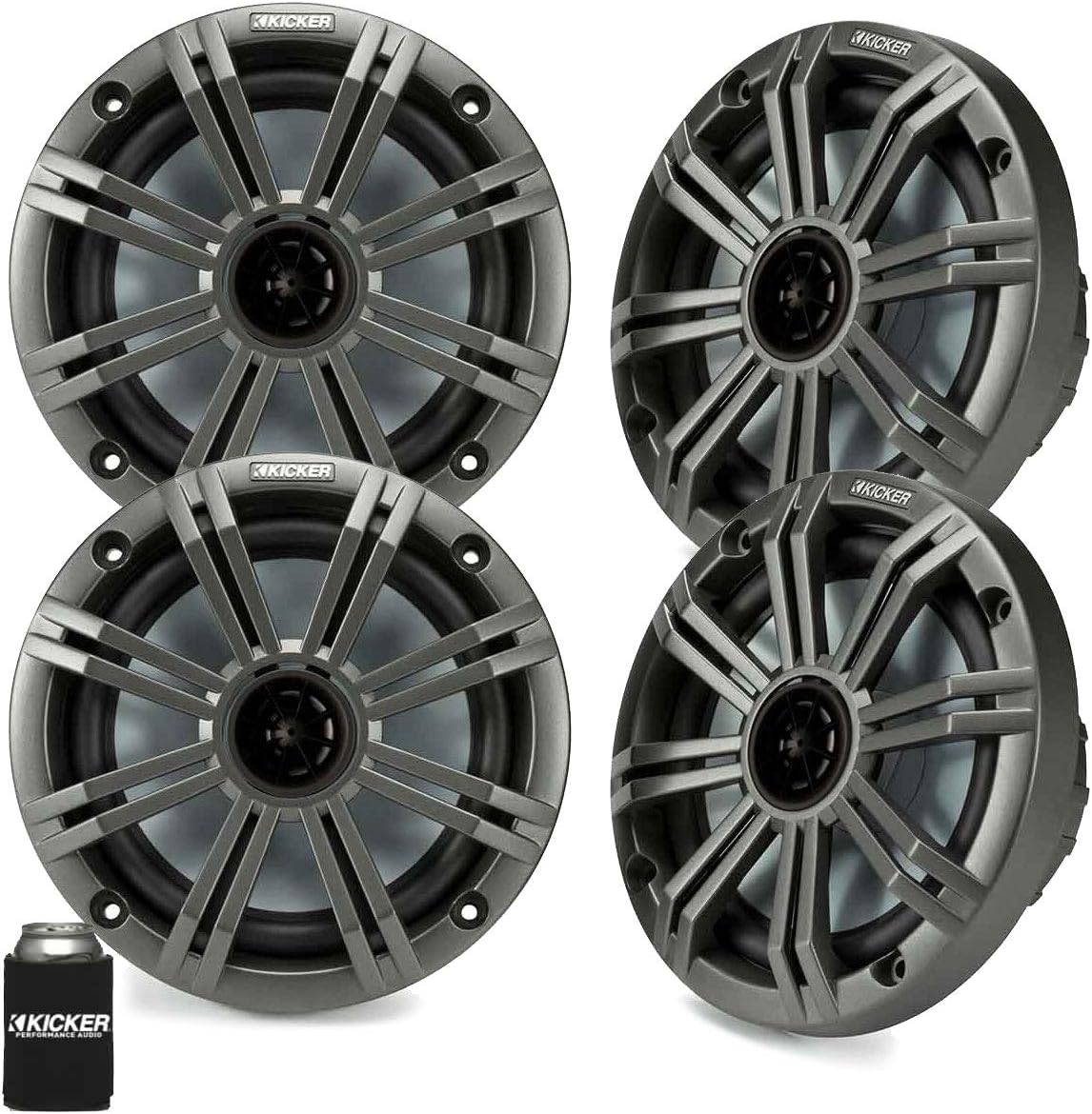Upgrade Your Marine Sound: KICKER 6.5 Charcoal Speakers x2 Pairs