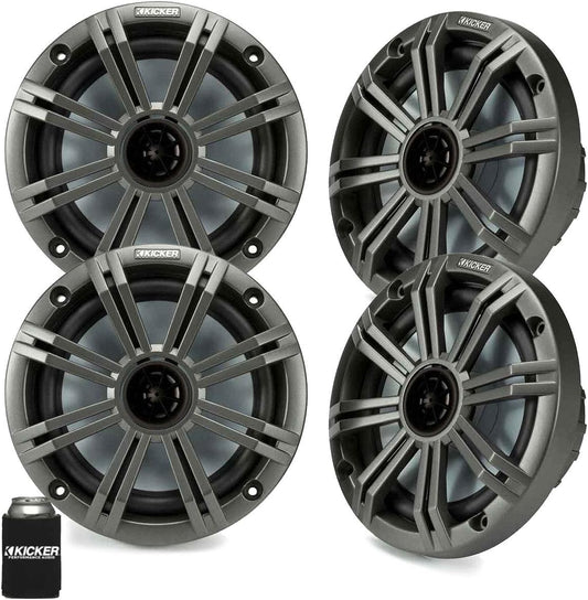 Upgrade Your Marine Sound: KICKER 6.5 Charcoal Speakers x2 Pairs