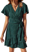 Naggoo Women's Summer Wrap V Neck Polka Dot Mini Dress Review
