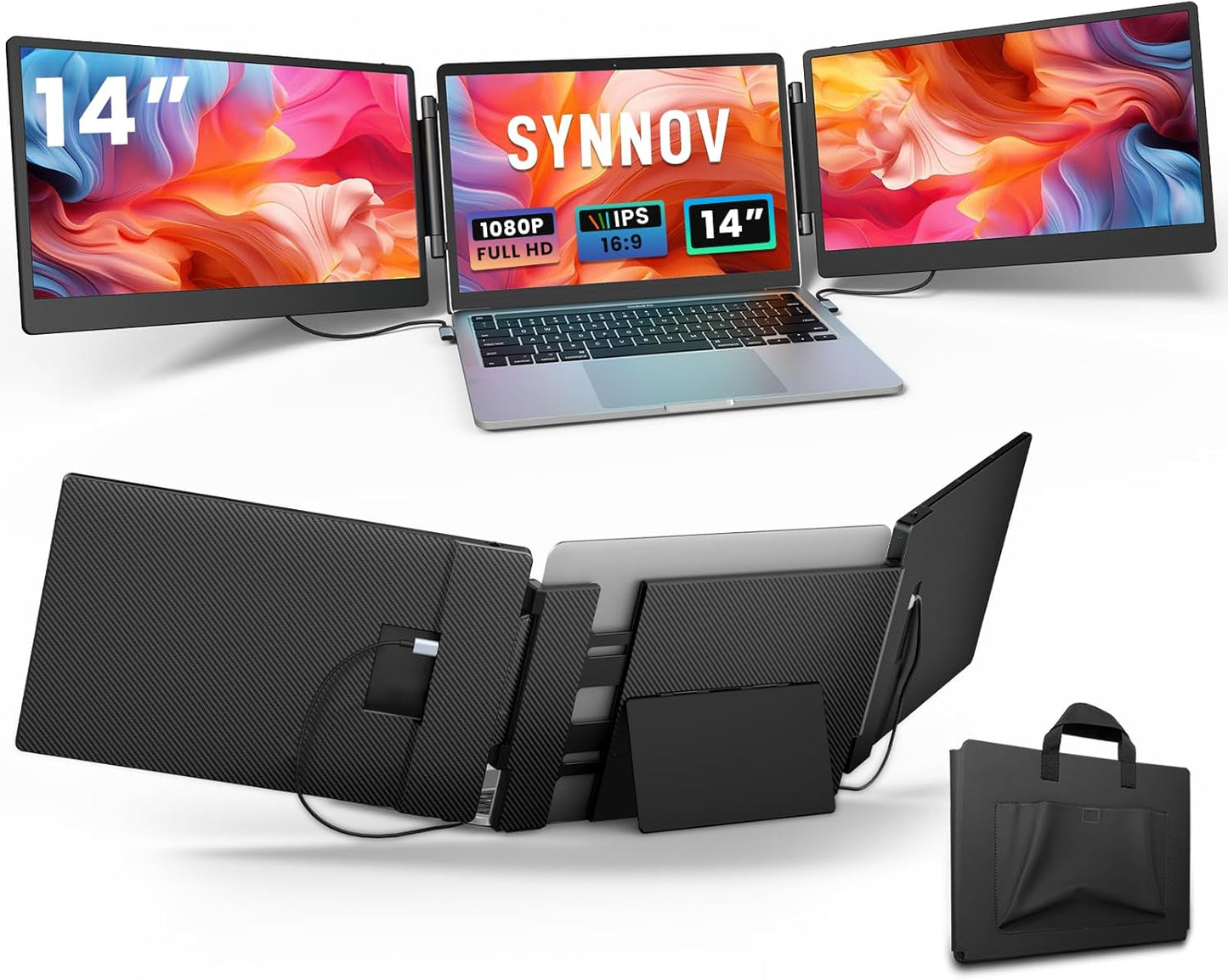 Triple FHD Laptop Screen Extender - Portable & Dual Monitors!