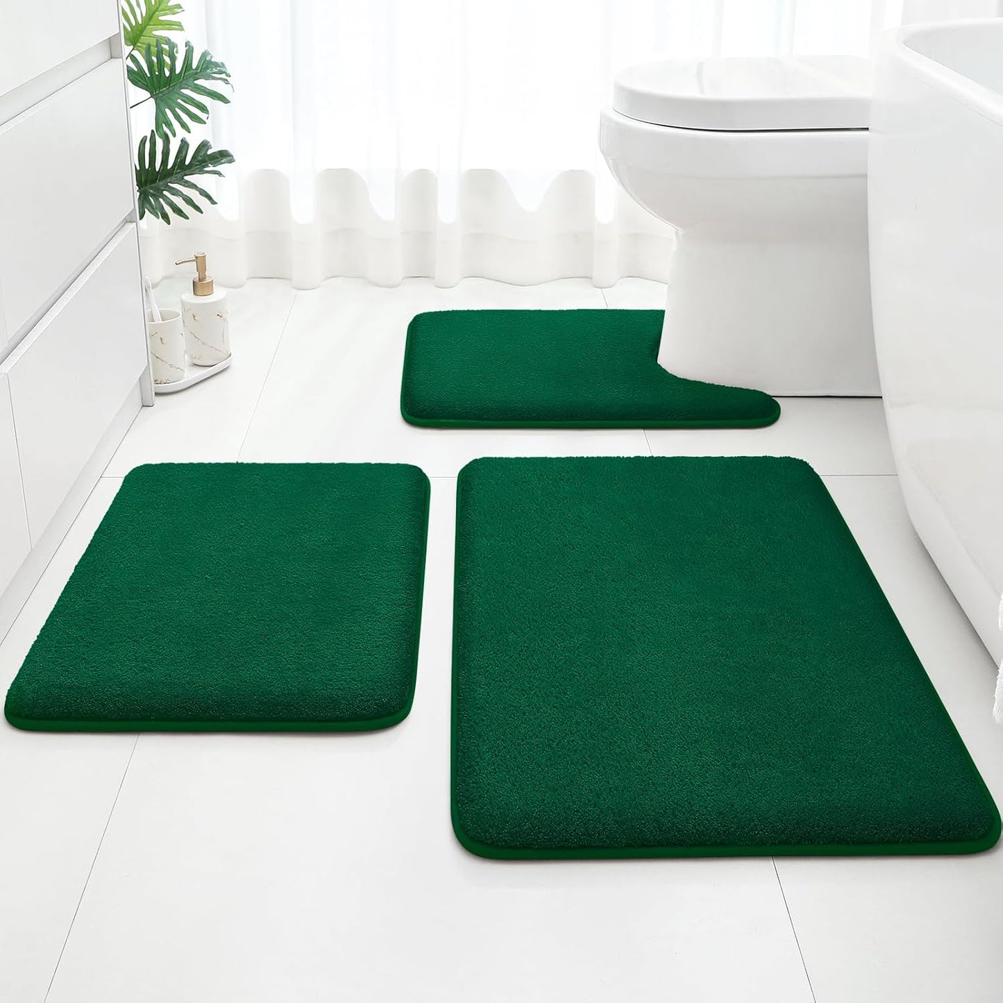 HOMEIDEAS Upgraded Bathroom Rugs Set for Comfort and Style