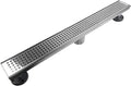 36 in Linear Shower Drain with Quadrato Grate - Polished 304 Stainless