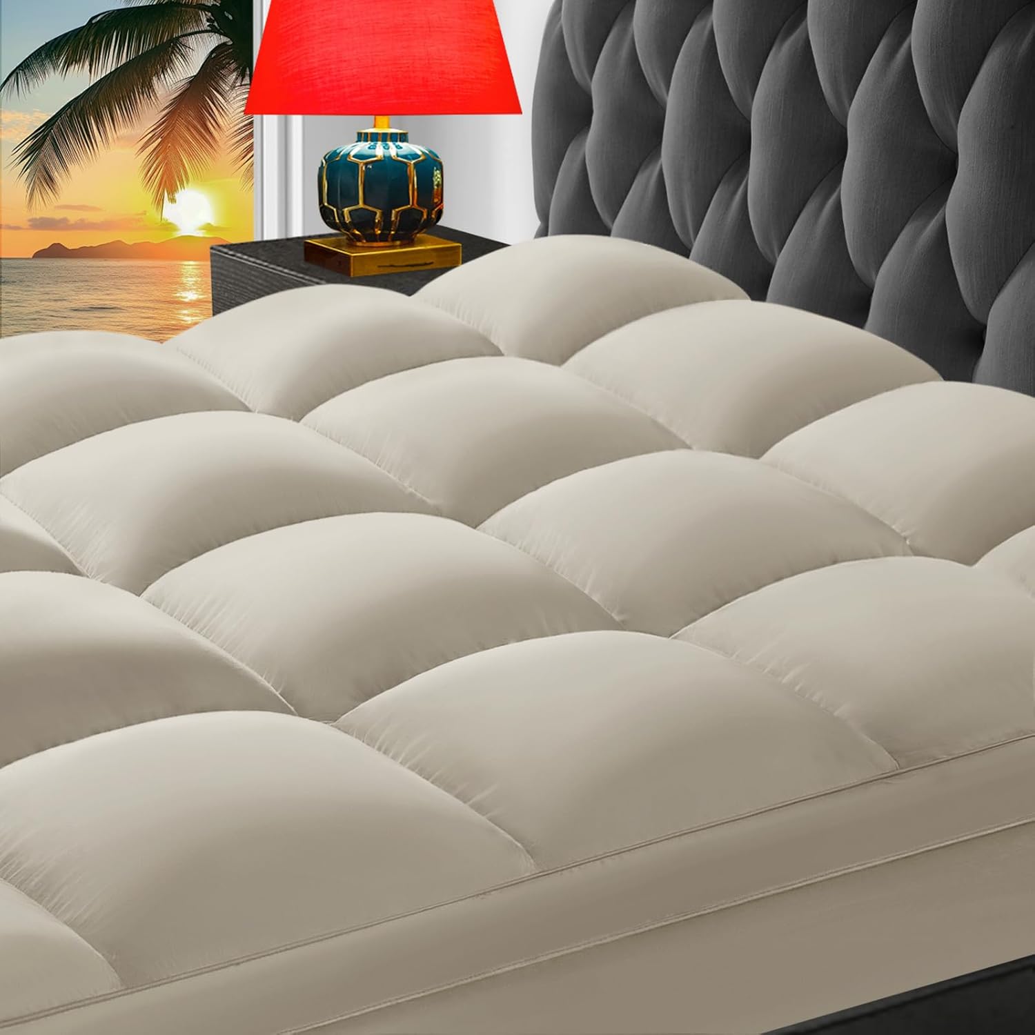 CHOKIT King Mattress Topper for Back Pain Relief and Comfort