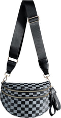 Black and White Checkered Crossbody Bag Bum Bag for Women - Stylish