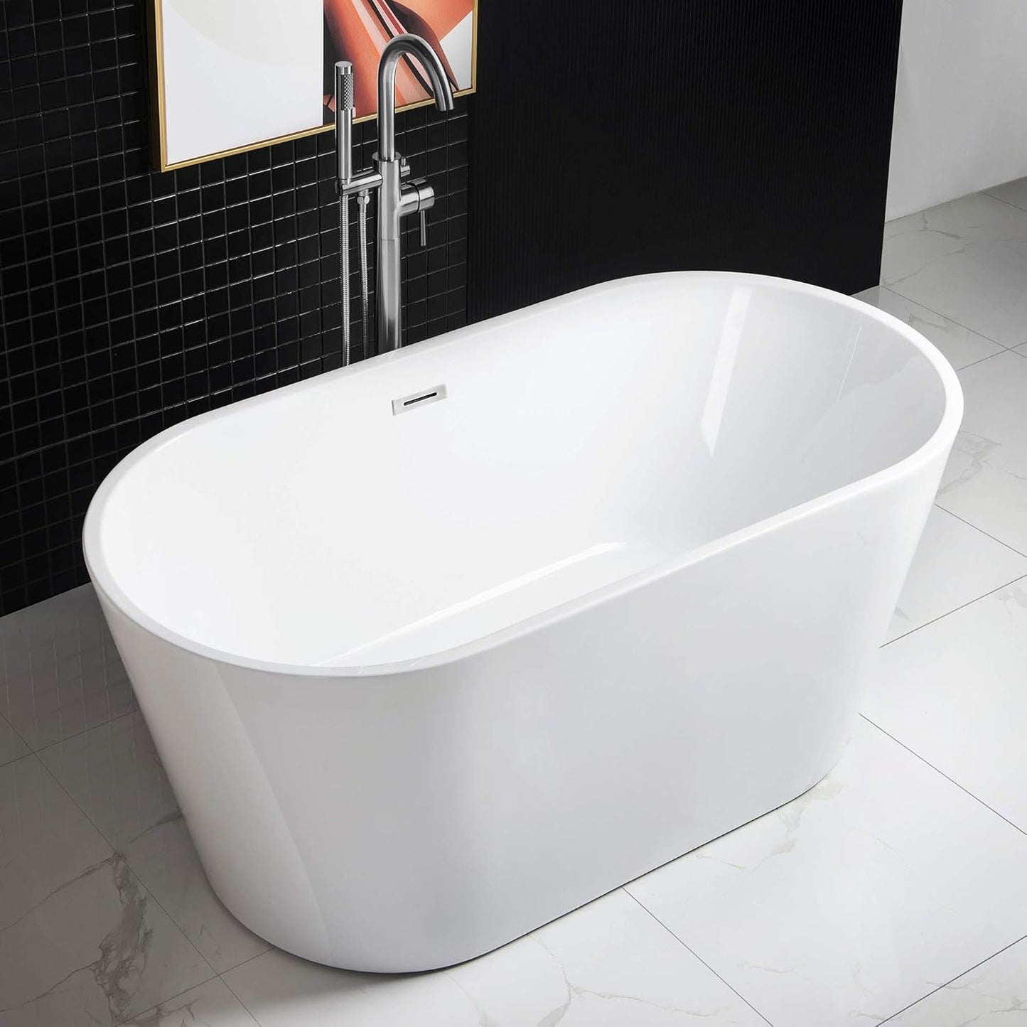 59in Acrylic Freestanding Bathtub for Luxurious Soaking Experience