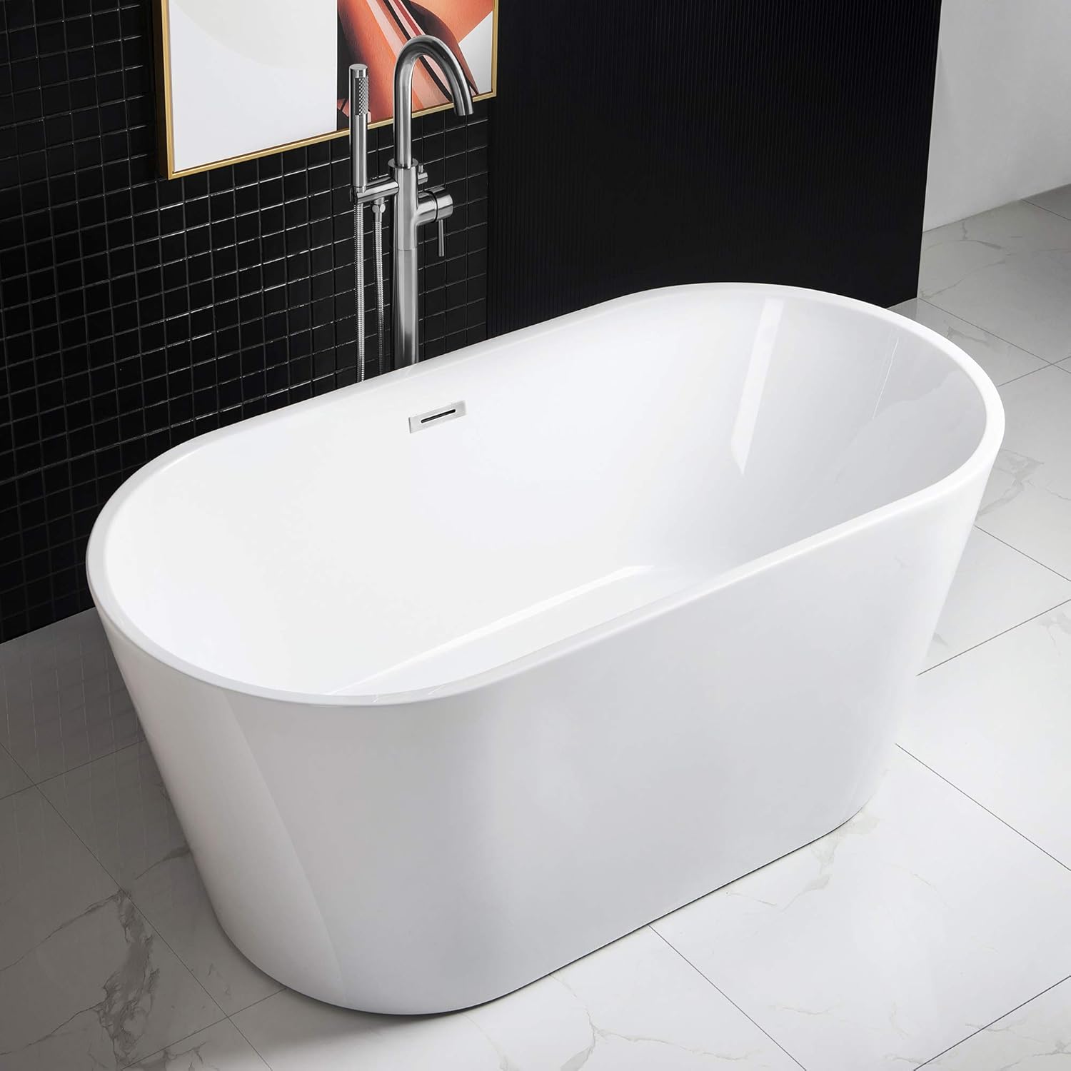 59in Acrylic Freestanding Bathtub for Luxurious Soaking Experience