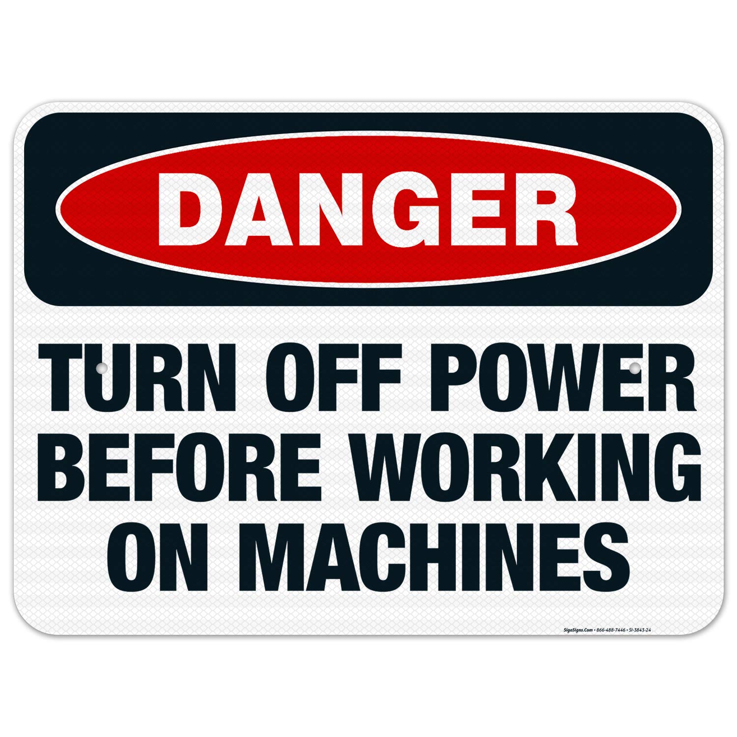 Turn Off Power Before Working On Machines Sign for Safety