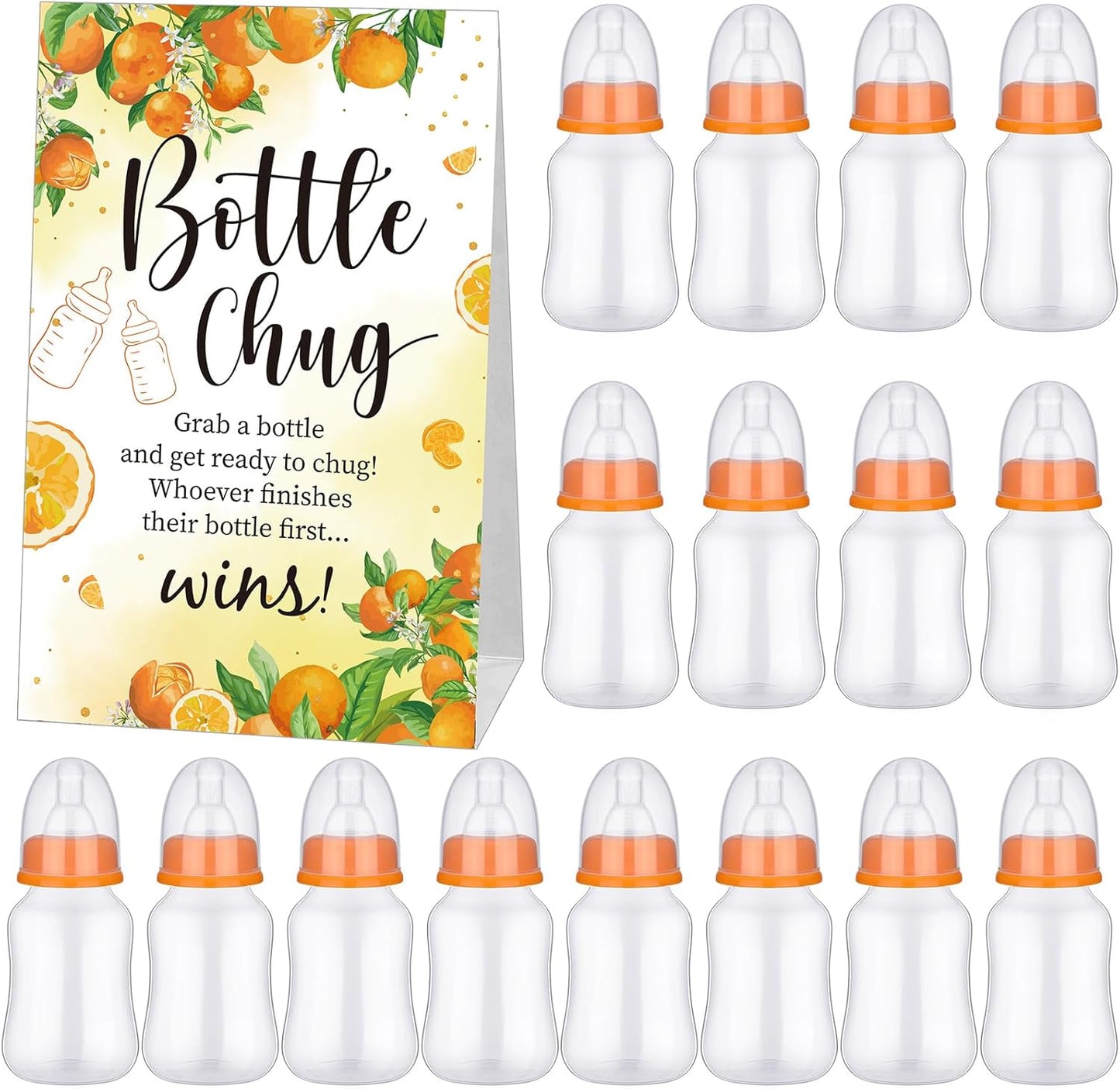 TrelaCo Baby Shower Game Set with 20 Baby Bottles and Sign