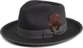 FADACHY Fedora Hat Wide Brim Felt Trilby - Classic Felt Style