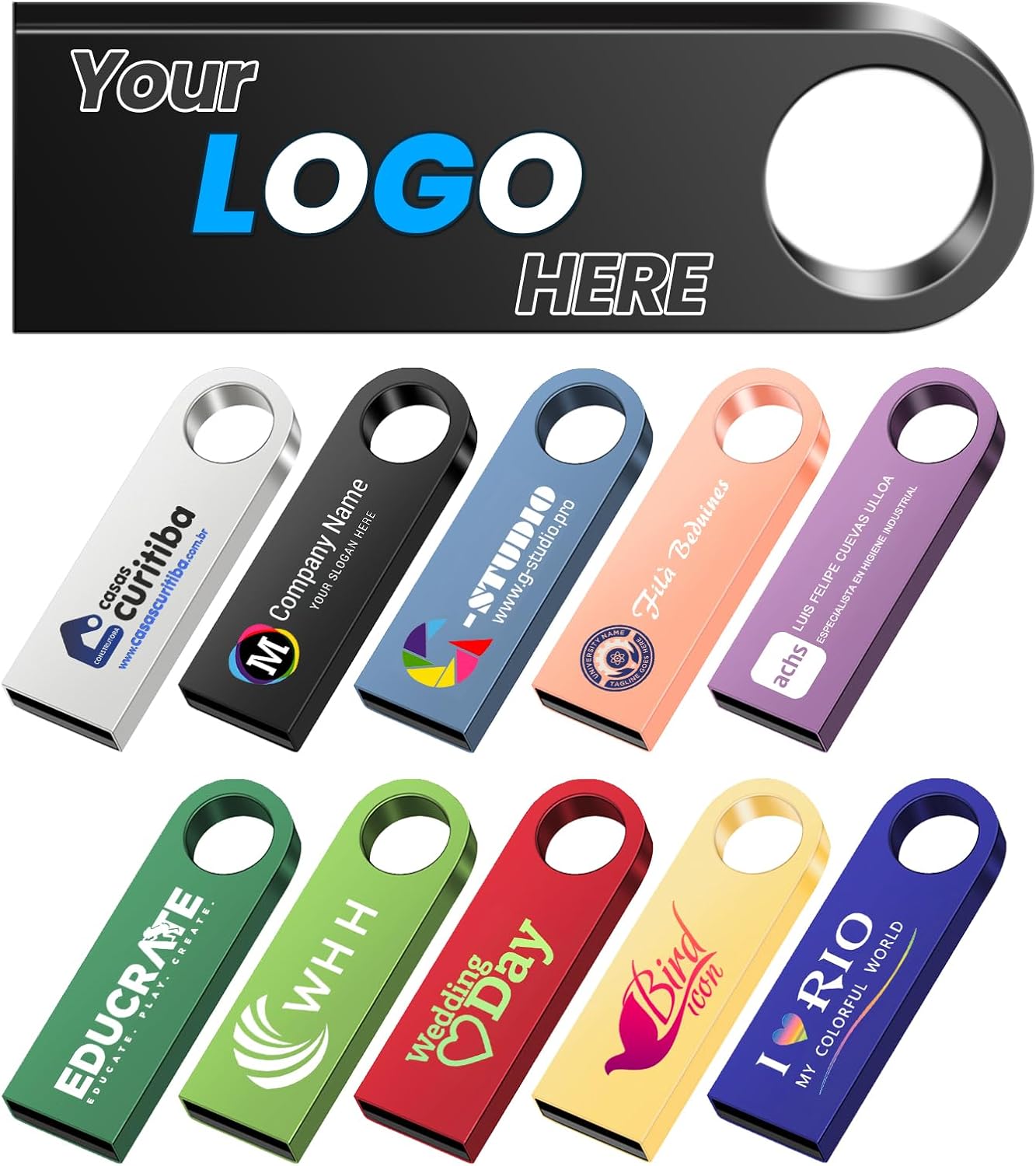 200Pack Custom Personalized Metal USB Flash Drive for Ads