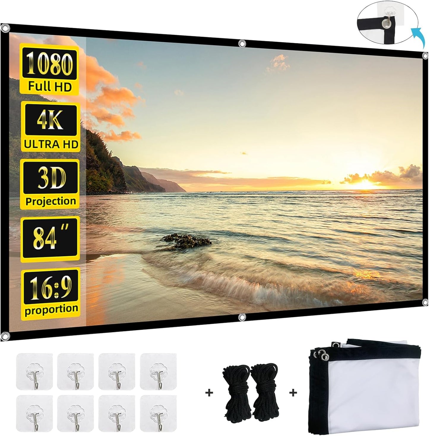XINLEMY 84 4K HD Foldable Projector Screen - Ultimate Cinema Experience!