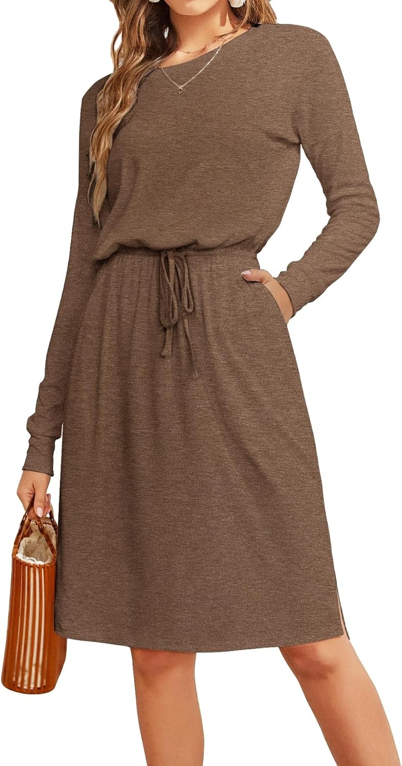 Simier Fariry Womens Summer Hide Belly Knee Length Travel Dress