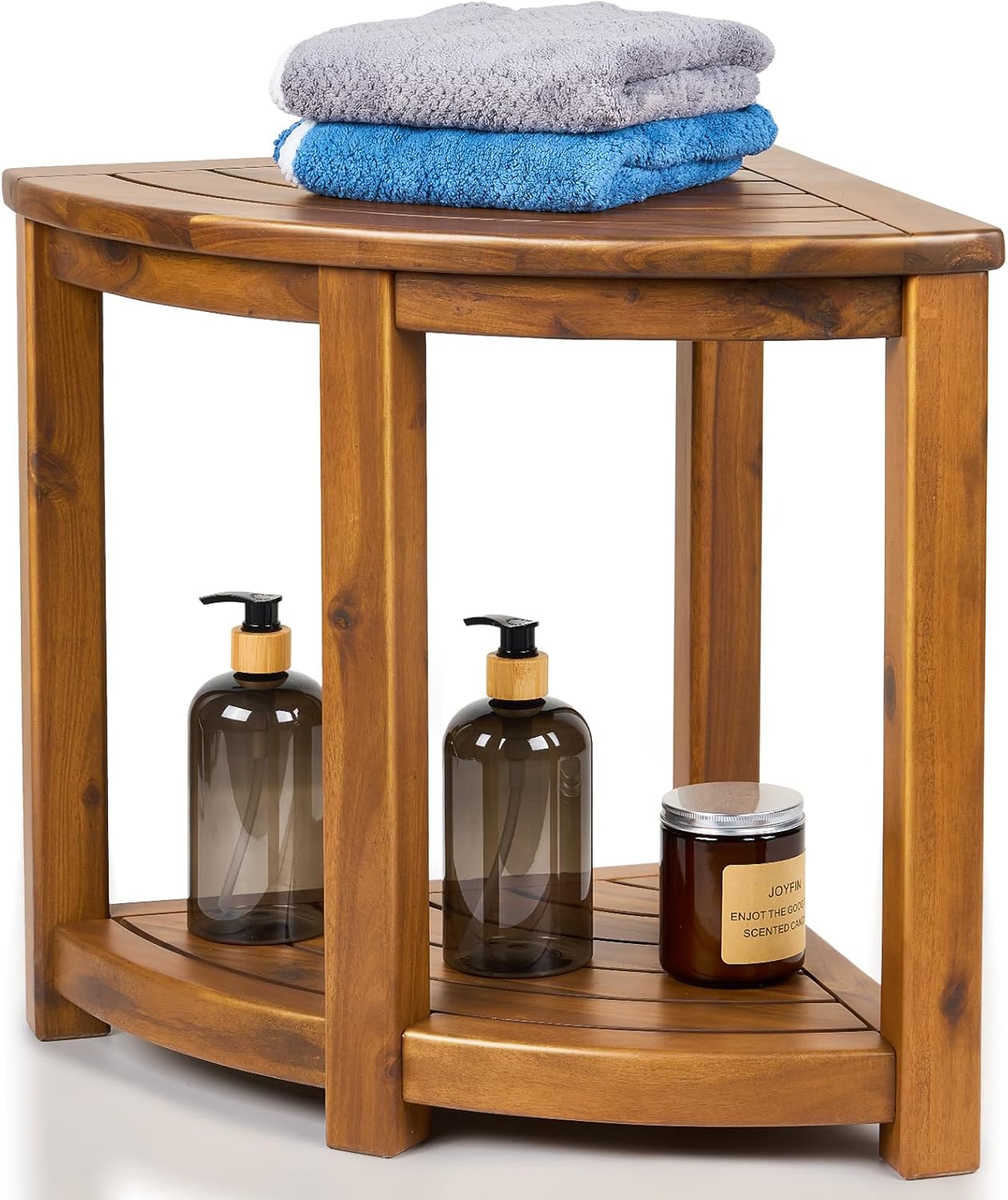 Teak Shower Stool for Corner Spaces - Durable and Stylish Design