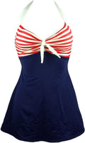 Vintage Sailor Pin Up Skirted One Piece Swimdress - Flattering