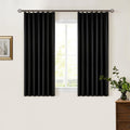 Black Pinch Pleated Linen Blackout Curtains 2 Panels - True Blackout
