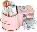 LETURE Rotating Office Desk Organizer - Dual Drawer & Pen Holder
