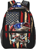 Vintage Fishing American Flag Bass Laptop Backpack - Durable Daypack