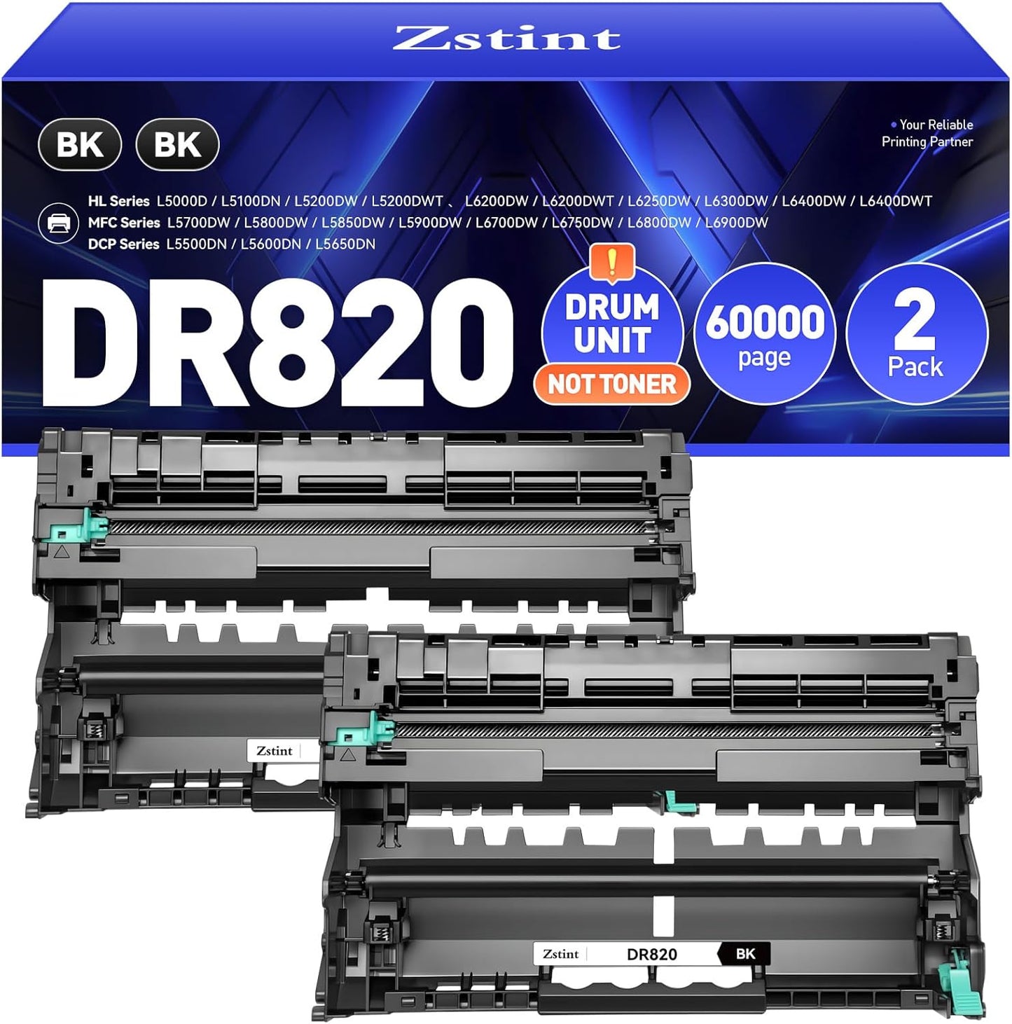 DR820 Drum Unit Replacement for Brother Printers - 2-Pack